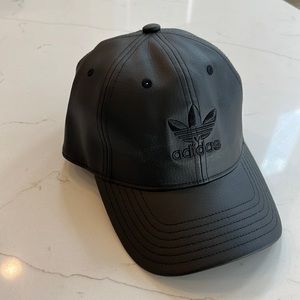 Faux leather black hat